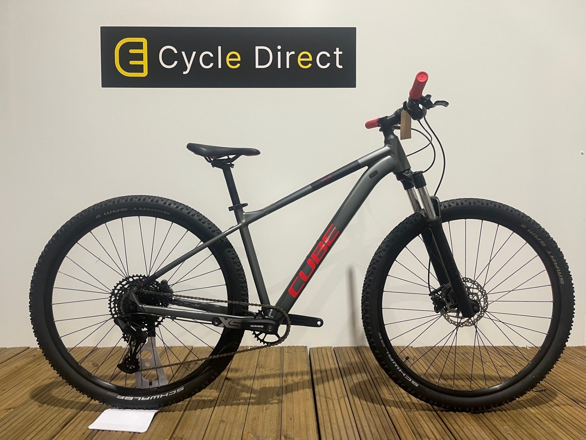 2023 Cube Analog Hardtail Mountain Bike In Grey & Red Medium Frame