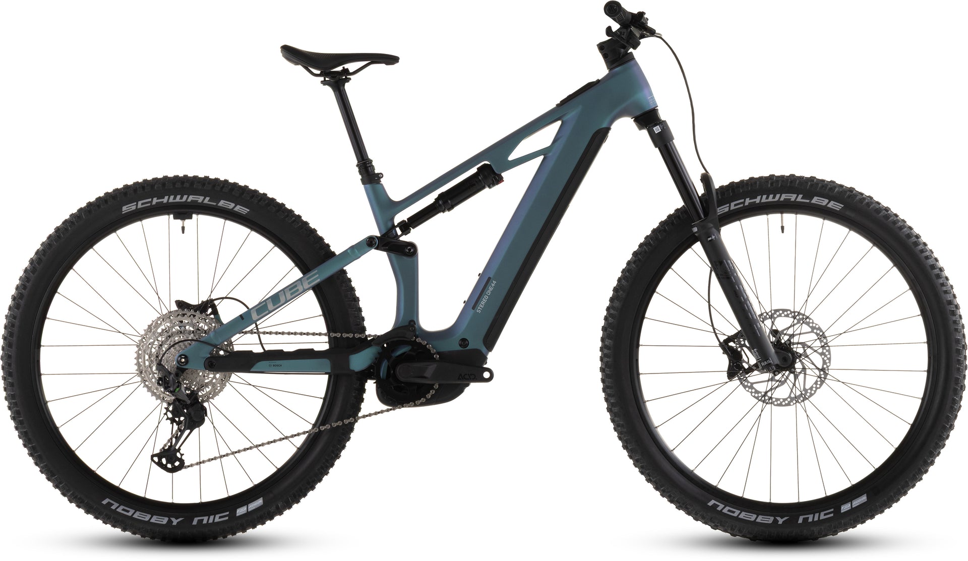 Cube Stereo Hybrid ONE44 HPC Race 800 Electric Mountain Bike – Full Suspension – Smaragdgrey/Prism – Bosch CX – 800Wh – 2026