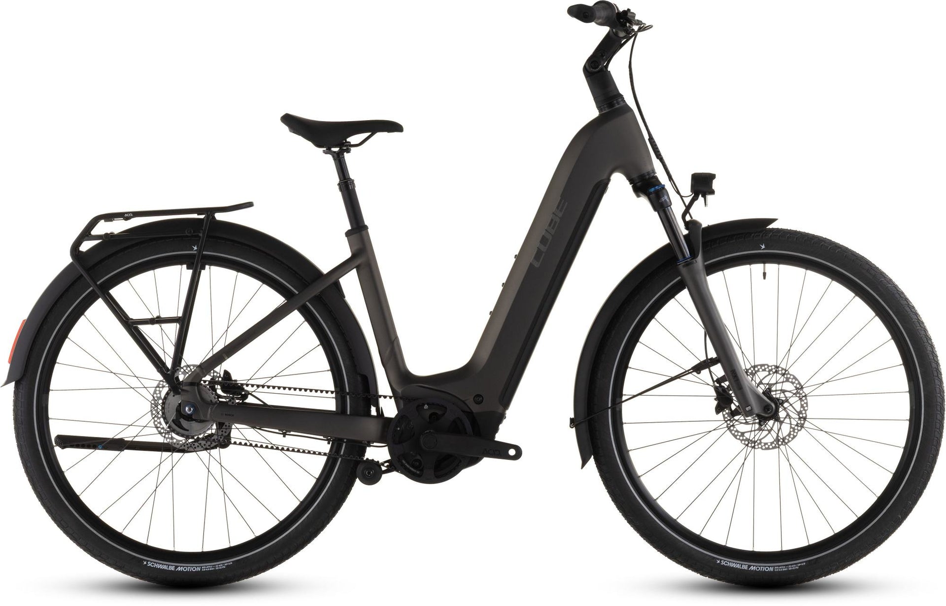 Almost Perfect 2026 Cube Touring Hybrid Comfort SLX 800 Electric Bike With Belt Drive & Hub Gears In Charcoal & Chrome Small 50cm Frame