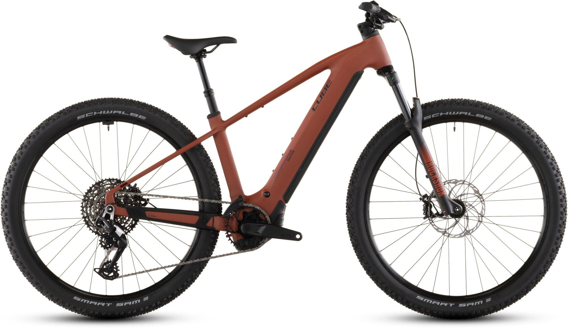 Almost Perfect 2026 Cube Reaction Hybrid Race 800 Electric Hardtail Mountain Bike In Amber & Black Medium Frame