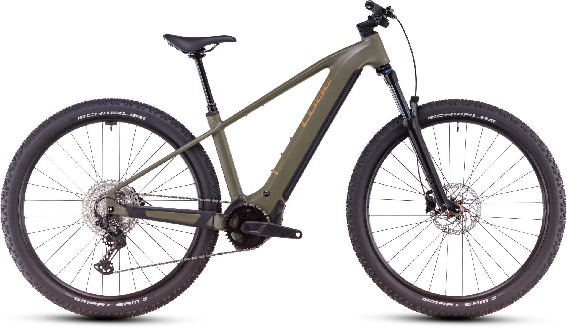 2025 Cube Reaction Hybrid Pro 800 Mountain Bike In Dusty Olive & Gold