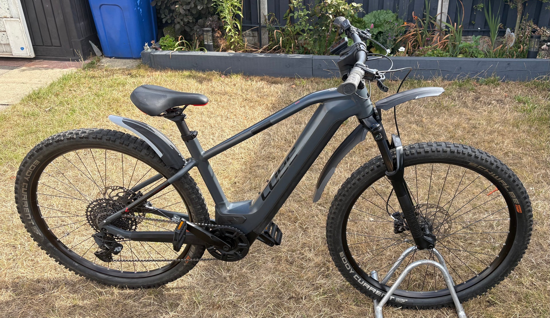 Pre-Owned 2022 Cube Reaction Hybrid EXC 750 Electric Mountain Bike In Grey & Red Large 19 Inch Frame