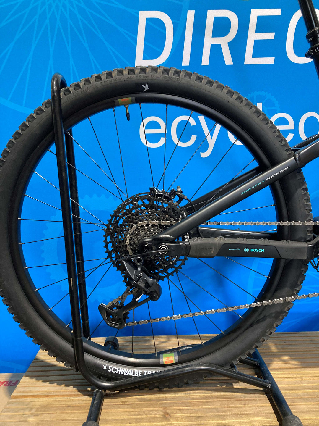 Pre-Owned 2023 Whyte E-160 S V3 Electric Full Suspension Mountain Bike In Matt Black With Turquoise & White Large Frame