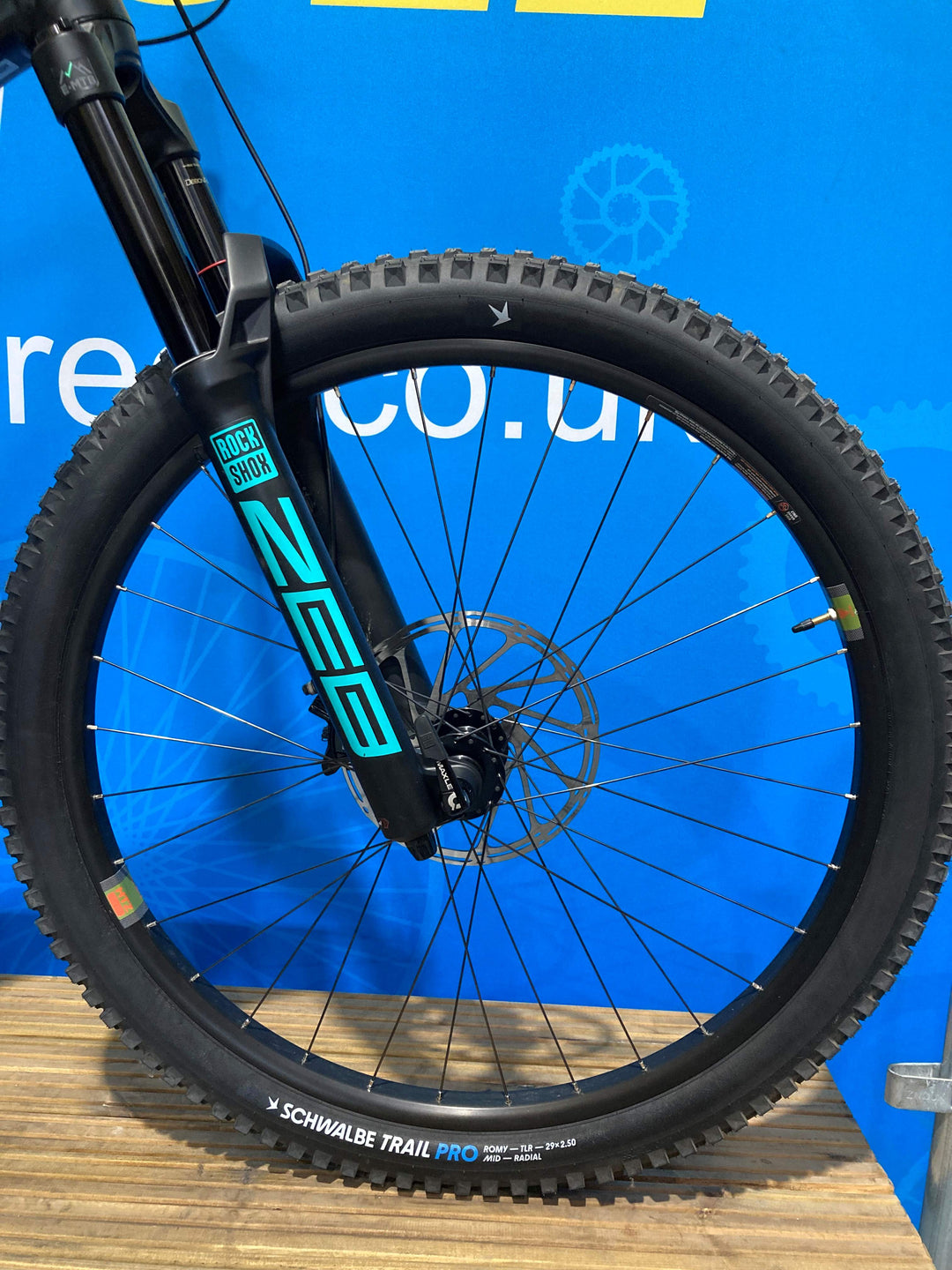 Pre-Owned 2023 Whyte E-160 S V3 Electric Full Suspension Mountain Bike In Matt Black With Turquoise & White Large Frame