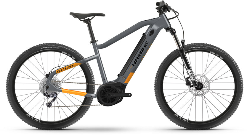 Pre-Owned 2022 Haibike Hardseven 4 Electric Hardtail Mountain Bike In Grey / Lava Matt Large 49cm Frame