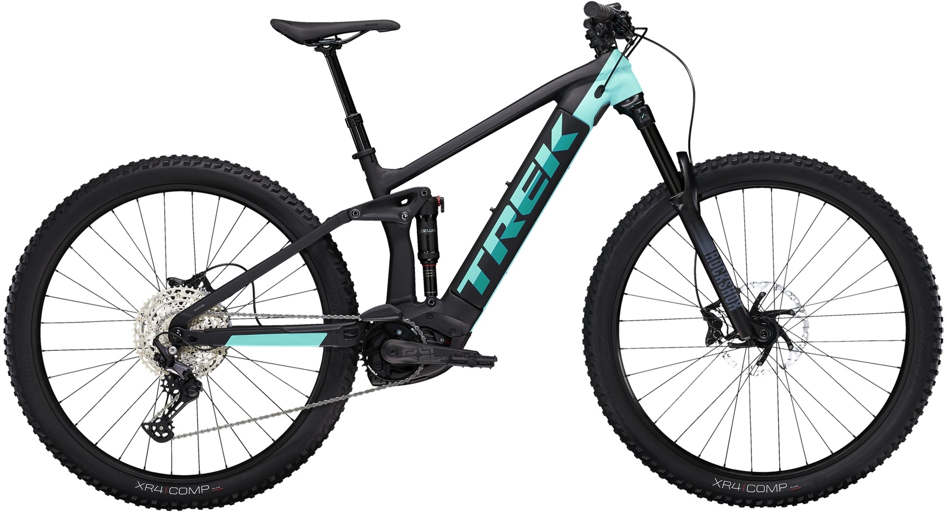 Pre-Owned 2022 Trek Rail 5 Electric Hardtail Bike In Trek Black and Miami Green Large Frame